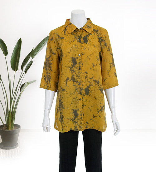 스텐칼라 블라우스 (겨자)