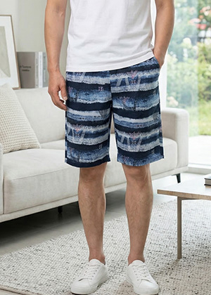 이너5부 풍기인견 남자 여름 실내 반바지 팬츠 (지그재그네이비)