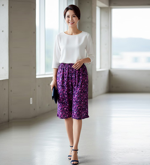 여성용 7부 인견 반바지(수선화)