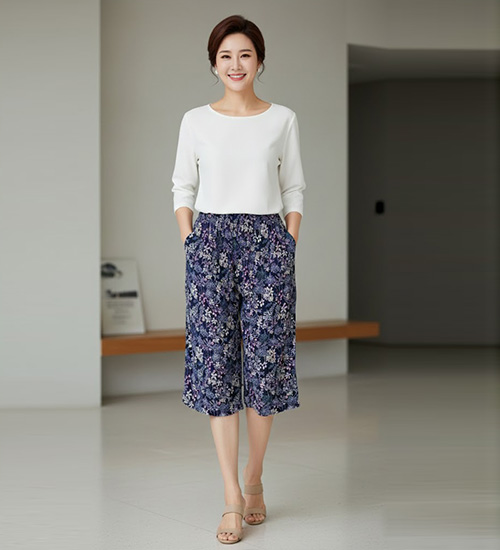 여성용 7부 인견 반바지(들꽃)