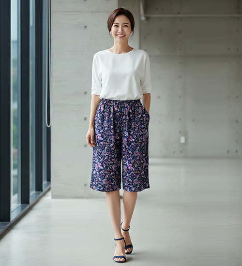 여성용 7부 인견 반바지(페이즐리)