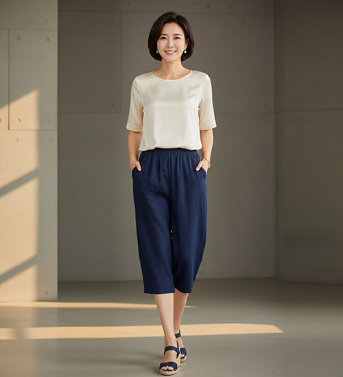 쟈가드 7부 인견 통 바지(3Color)