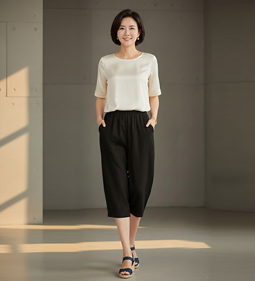 쟈가드 7부 인견 통 바지(3Color)