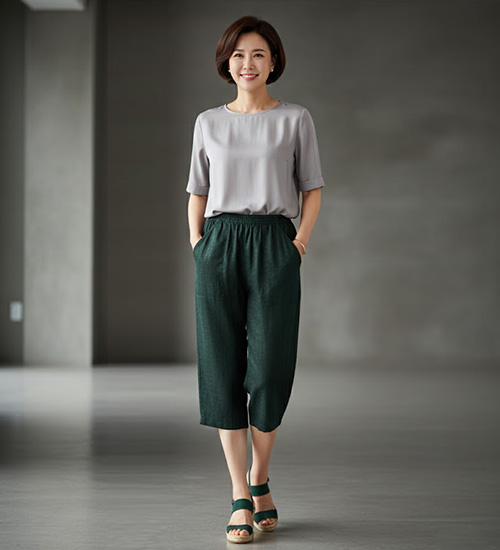쟈가드 7부 인견 통 바지(3Color)