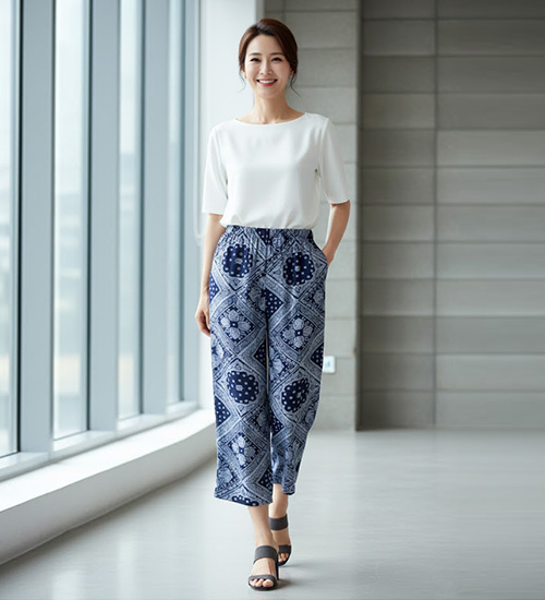 나염 인견 9부 통바지 (3Color)