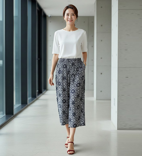 나염 인견 9부 통바지 (3Color)