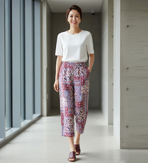 나염 인견 9부 통바지 (3Color)