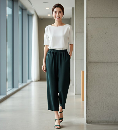 요루 인견 9부 통바지(딥그린)