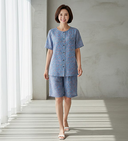 여성용 반팔 인견 상하세트 (안개꽃)