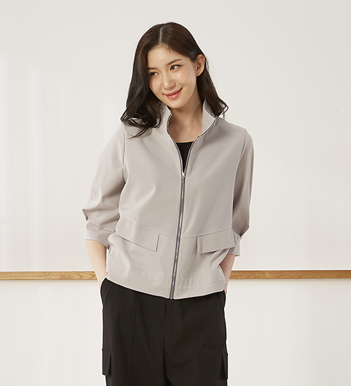 스포티JK 인견 카라 집업 자켓(베이지)