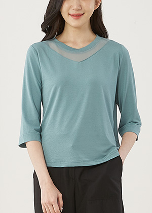 고은이 6부소매 다이마루 인견 티셔츠(민트)