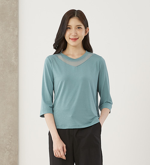 고은이 6부소매 다이마루 인견 티셔츠(민트)
