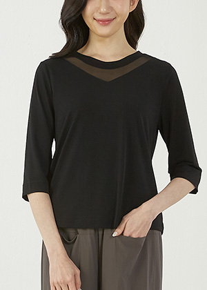 고은이 6부소매 다이마루 인견 티셔츠(블랙)