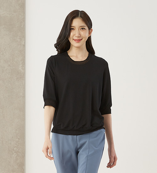 캐스퍼TS 6부소매 다이마루 인견 티셔츠(블랙)