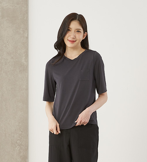 베이직TS 다이마루 인견 티셔츠(챠콜)