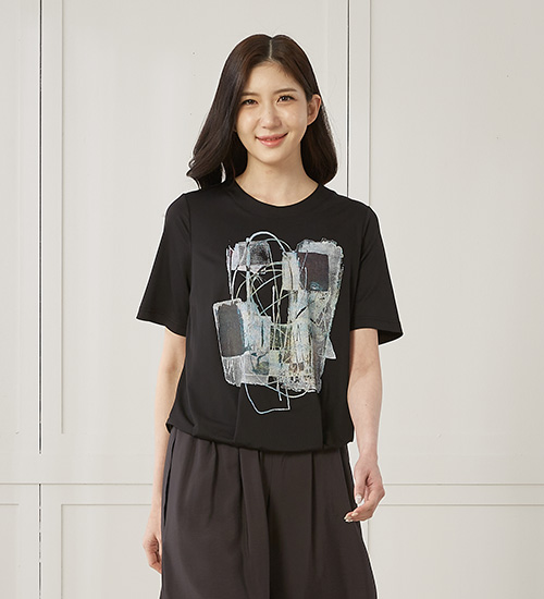 스퀘어TS 다이마루 패치 인견 티셔츠(블랙)