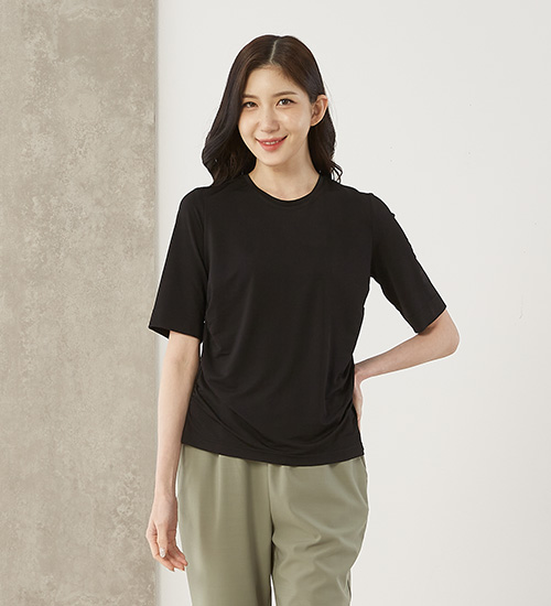 에일리TS 다이마루 옆셔링 인견 티셔츠(블랙)
