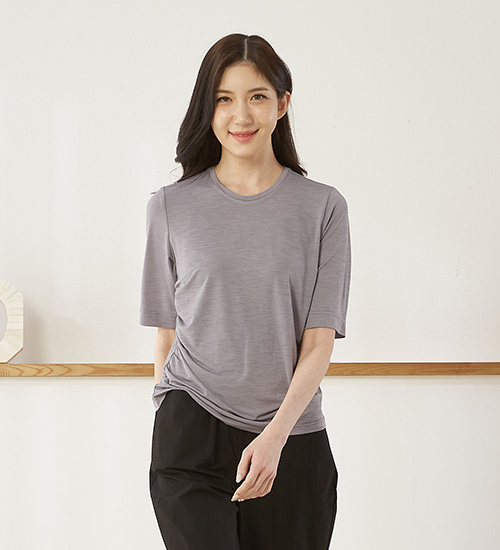 에일리TS 다이마루 옆셔링 인견 티셔츠(그레이)