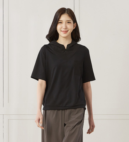 레전드TS 후드 다이마루 인견 티셔츠(블랙)