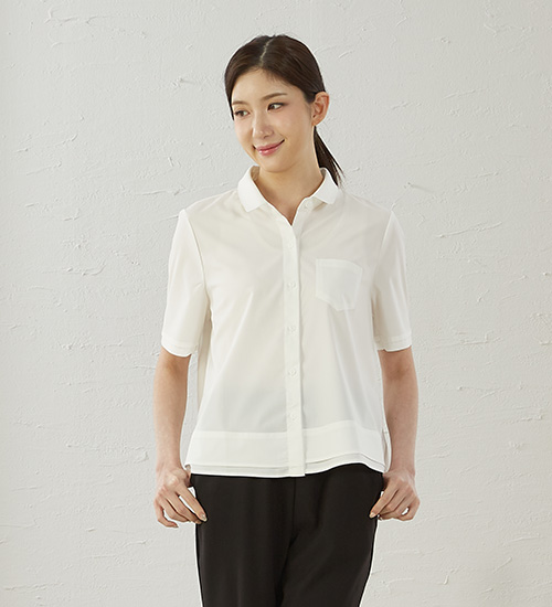 톰BL 인견 기본 셔츠 블라우스(아이보리)