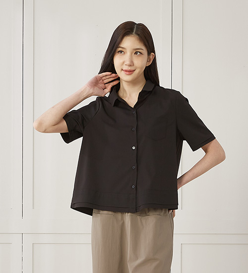 톰BL 인견 기본 셔츠 블라우스(블랙)