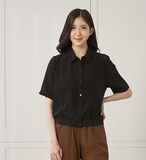 시보리BL 카라 인견 블라우스(블랙)