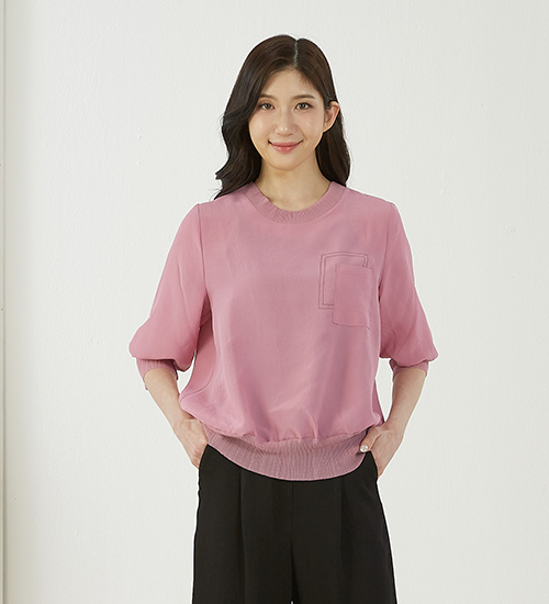 블핑BL 시보리 인견 블라우스(핑크)