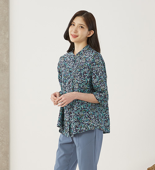 첼시BL 카라 인견 블라우스(네이비)