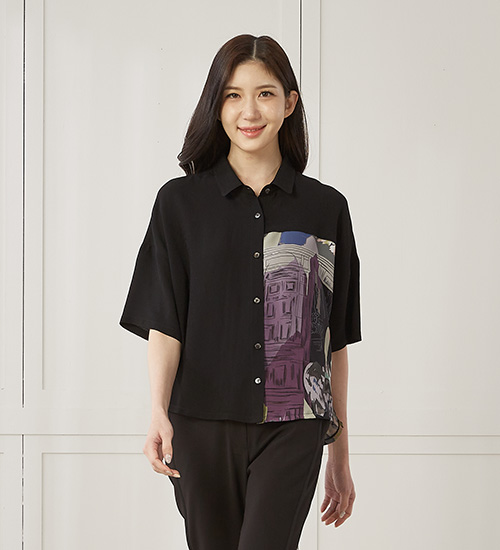 팔레스BL 카라 인견 블라우스(퍼플)