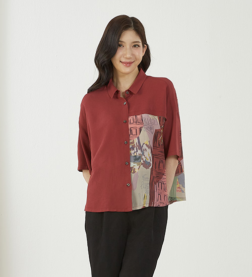 팔레스BL 카라 인견 블라우스(핑크)