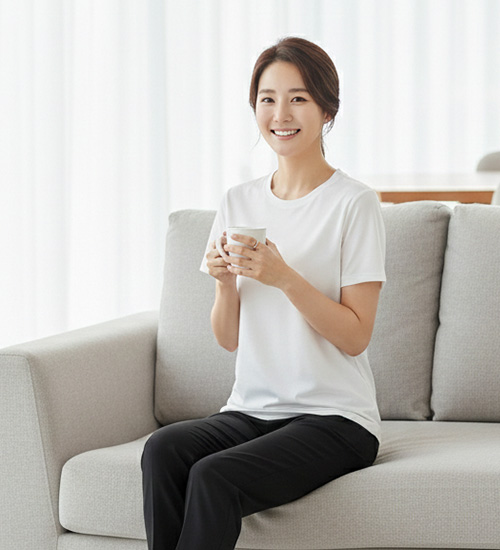 여성용 인견 기본 반팔 티셔츠25 (아이보리)