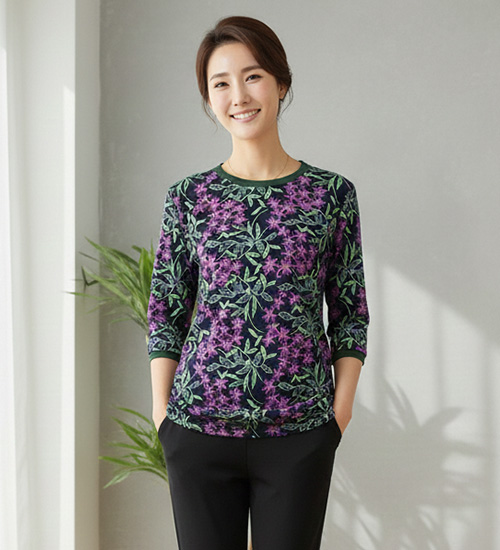 인견 칠부티 다이마루 티셔츠 25 (야생화핑크)