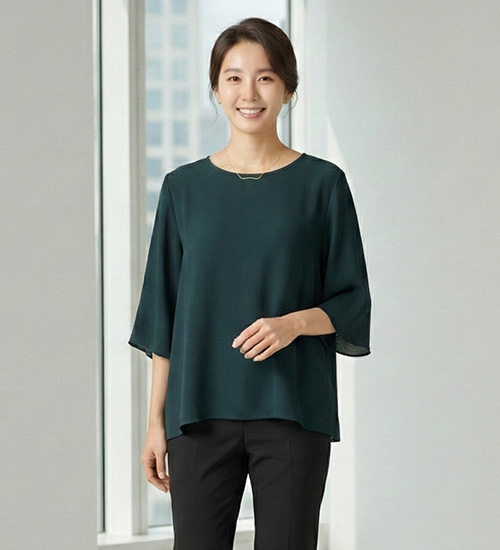 요루 칠부소매 블라우스(딥그린)