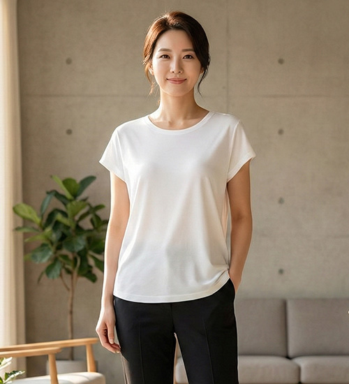 후렌치 캡소매 인견 티셔츠(3Color)