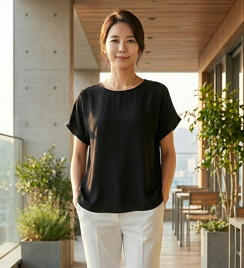 소프트 가오리소매 인견 블라우스(3Color)