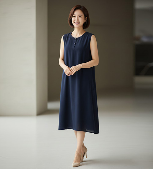 썸머 나시 인견원피스(네이비)