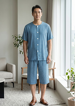 남성용 반팔 인견 상하세트 (라이트블루)