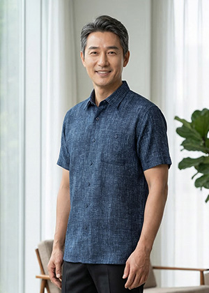 인견셔츠 여름 반팔 남방 26 (네이비체크)