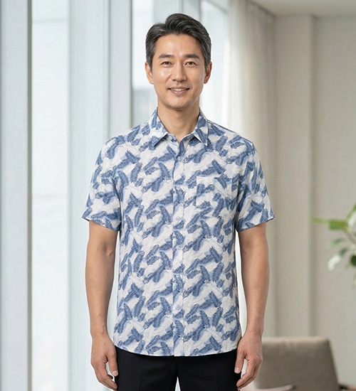 인견셔츠 여름 반팔 남방 26 (블루깃털)