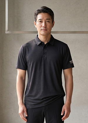 플루토 풍기인견 남자 카라 티셔츠(네이비)