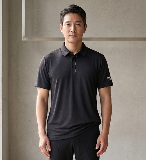 플루토 풍기인견 남자 카라 티셔츠(네이비)