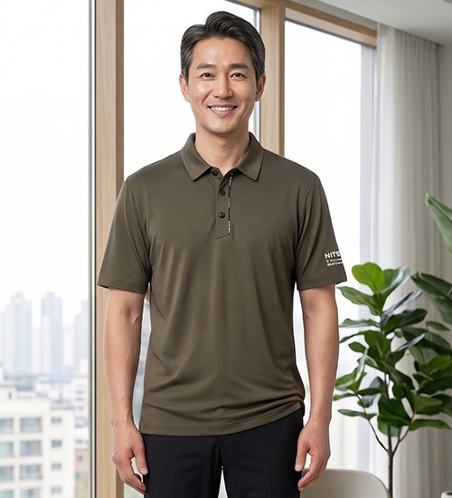 플루토 풍기인견 남자 카라 티셔츠(카키)