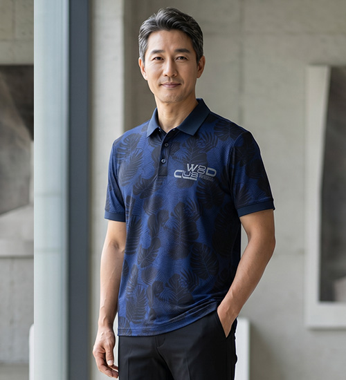 W리버플 풍기인견 남자 카라 티셔츠(네이비)