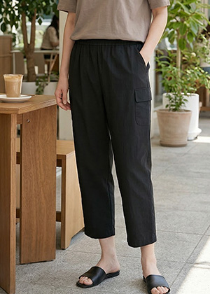 공기PT - 풍기인견 배기 슬랙스 바지(블랙)