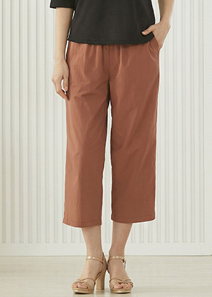 테크PT - 풍기인견 배기 슬랙스 바지(브라운)