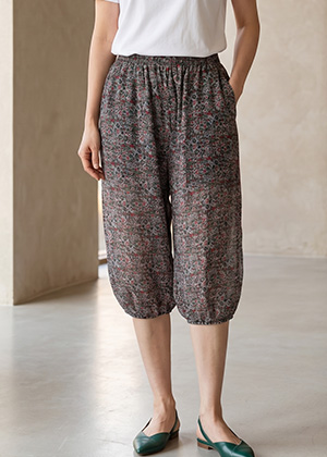 프리 인견 알라딘 7부 통 바지(플로라그린)