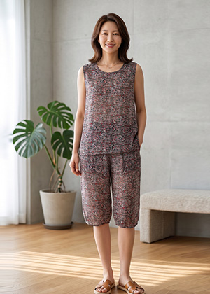 쿨나시 인견 상하세트(플로라그린)