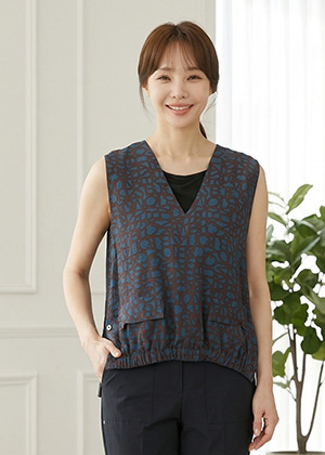 로망스vt - 풍기인견 옆단추 조끼 베스트(브라운)