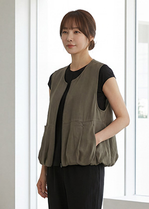 미소vt - 풍기인견 지퍼 조끼 베스트(카키)