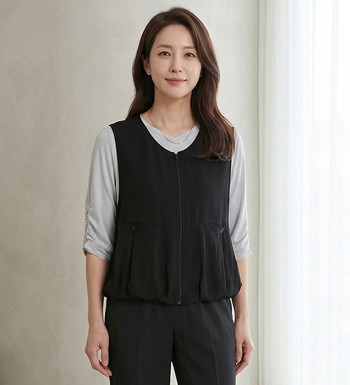 미소vt - 풍기인견 지퍼 조끼 베스트(블랙)